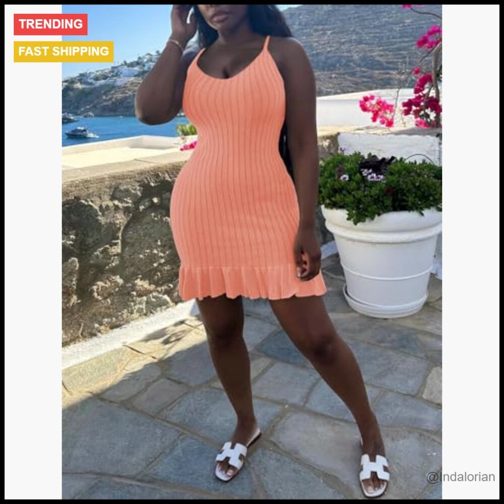 Polyester Elastane Spaghetti Strap Mini Dress wit… - image 5